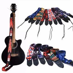 Correias de guitarra impressas ampliadas ajustáveis, baixo elétrico acústico novo, padrões originais, banda de língua grande, Spider Folk Custom Khaki - Image 1