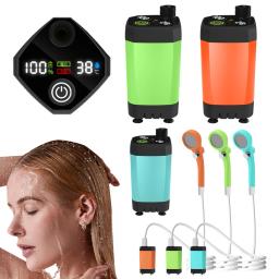 Chuveiro de acampamento ao ar livre com display digital, bomba de chuveiro elétrica portátil, IPX7 impermeável, caminhadas viagem, rega pet, 4800mAh - Image 1