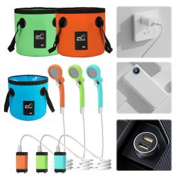 Bomba de chuveiro elétrica portátil, balde dobrável, bateria recarregável, ao ar livre, display digital, chuveiro camping, 20L - Image 1