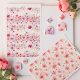 Polymer Clay Papel De Transferência De Aquarela, Impressão De Gravura De Flores, Papel Decorativo, Artesanato De Cerâmica DIY, Brinco Fazendo, Ferramentas De Cerâmica - Image 3