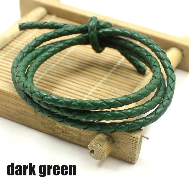 Corda de Couro Colorida Trançada para Artesanato - 2 Metros de Fio Genuíno de 3mm para Pulseiras e Colares DIY