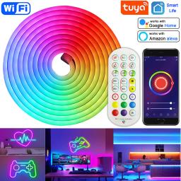 RGB Flexível LED Neon Strip Light, Tuya Smart Life, DC 12V, Fita LED para Casa, Decoração para Festa, DIY, Trabalhar com Alexa, Google Home - Image 1