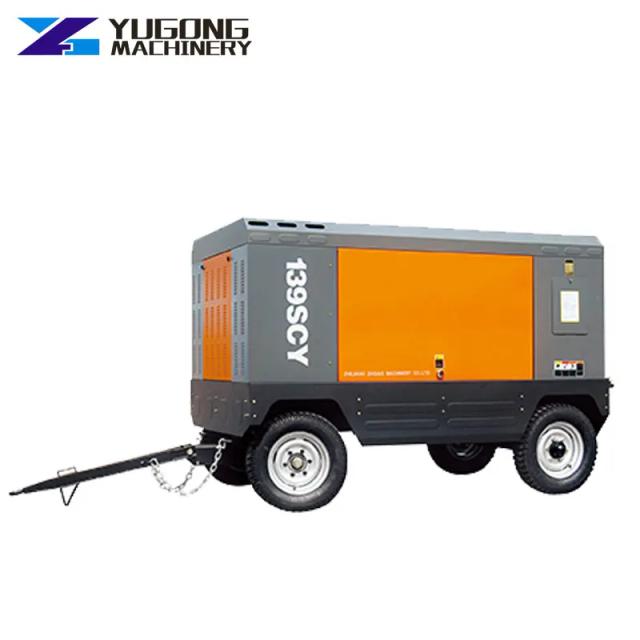 Compressor de Ar Industrial Móvel com Parafuso a Diesel - 200 Litros, 30 cbm/min, Potência de 5kW a 90kW