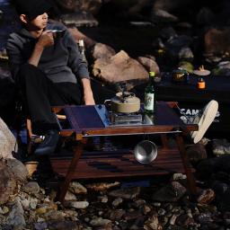 Mesa dobrável de madeira maciça, mesa IGT portátil ao ar livre, mesa de extensão de duas unidades, mesa de acampamento e piquenique - Image 3