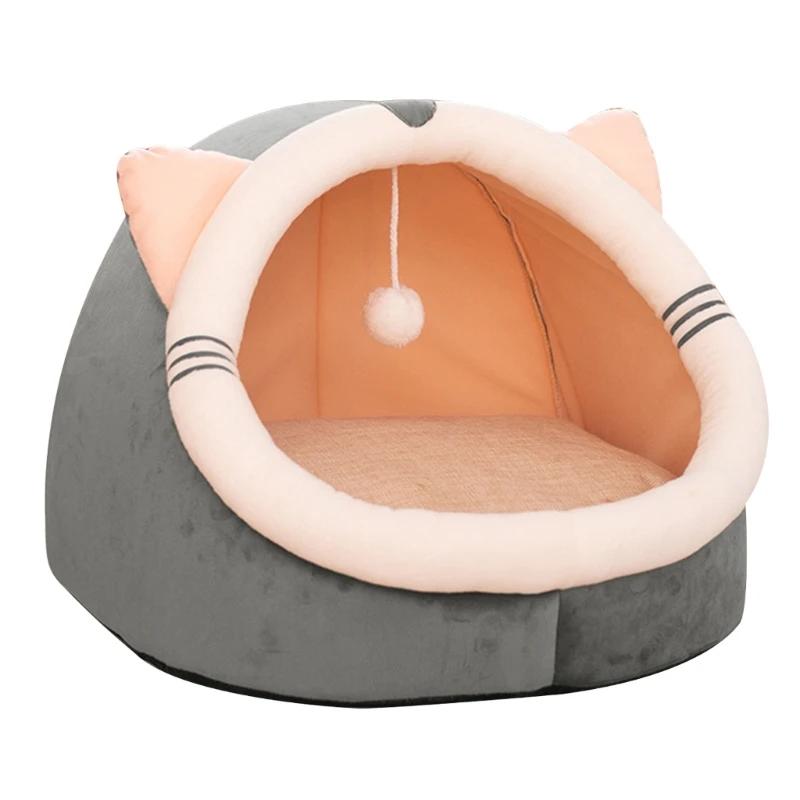 Cama gato quente caverna para gatos internos camas auto-aquecimento casa tenda inverno para cães pequenos não - Image 1