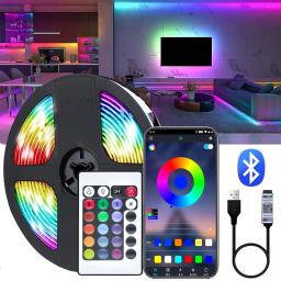 Smart RGB Color Changing LED Strip Lights, Baixa Tensão, Controle APP, Decoração de Casa, TV, Festa, Festival, com Bateria, 5V - Image 1