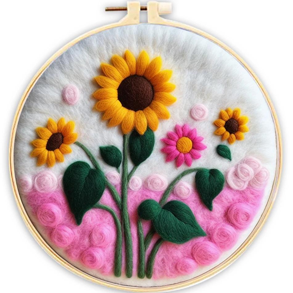 Flores artesanais Agulha Felting Starter Kits, Conjunto De Pintura De Bordados, Artesanato Presente DIY, Feltro Decoração De Casa - Image 1