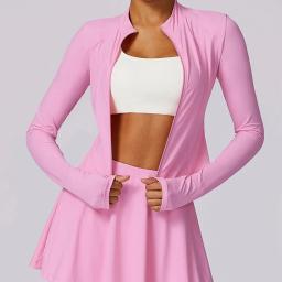 Roupa de treino elástica para mulheres, roupa esportiva, roupa de ioga, esportes fitness, saia curta, roupas de ginástica de mangas compridas, roupas esportivas - Image 2