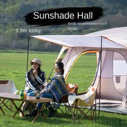 Tenda de camada dupla e um salão espessamento Rainproof Outdoor Camping dois quartos, 5 a 8 pessoas - Image 3