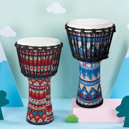 Goatskin Djembe Tambor para adultos e crianças, padrões artísticos coloridos, instrumento musical, grande presente para iniciantes, tambor africano, 8 ", adultos - Image 2