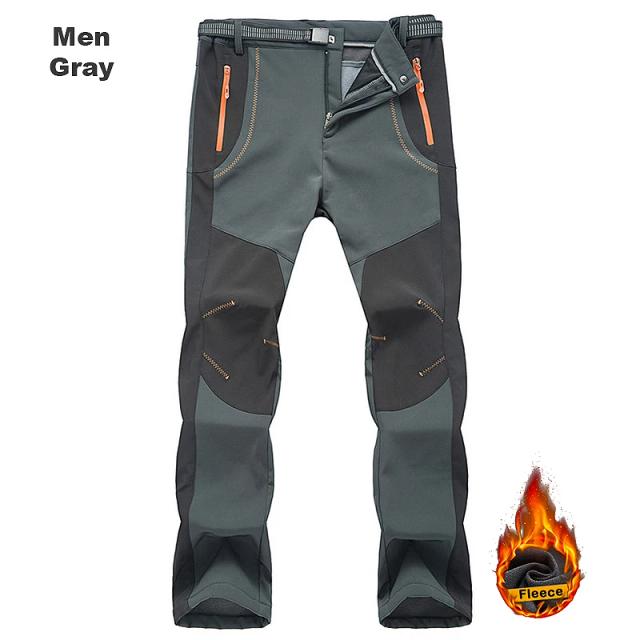 LNGXO Calças de Trekking Masculinas Lã Quente Impermeável Windproof 10000mmH₂O