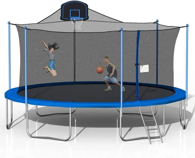 Trampolim de Ginástica ao Ar Livre com Rede - Ideal para Crianças e Adultos, 12 Pés, Perfeito para Exercícios e Diversão em Jardins e Parques
