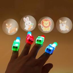 Mixed Color Cartoon LED Projection Light, lanterna, lâmpada de dedo, festa, aniversário, decorações de Natal, 5 pcs - Image 1