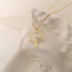 Colares de aço inoxidável cavalo colar oco animal colares pingente para mulher unisex bonito jóias presente aniversário - Image 2