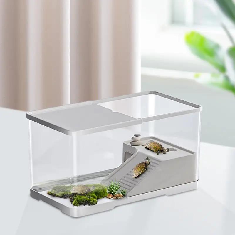 Tartaruga Tanque Répteis Terrários, Caixa De Alimentação Com Plataforma Basking, Aquário Aquático Tartaruga, Suprimentos De Terrários - Image 1