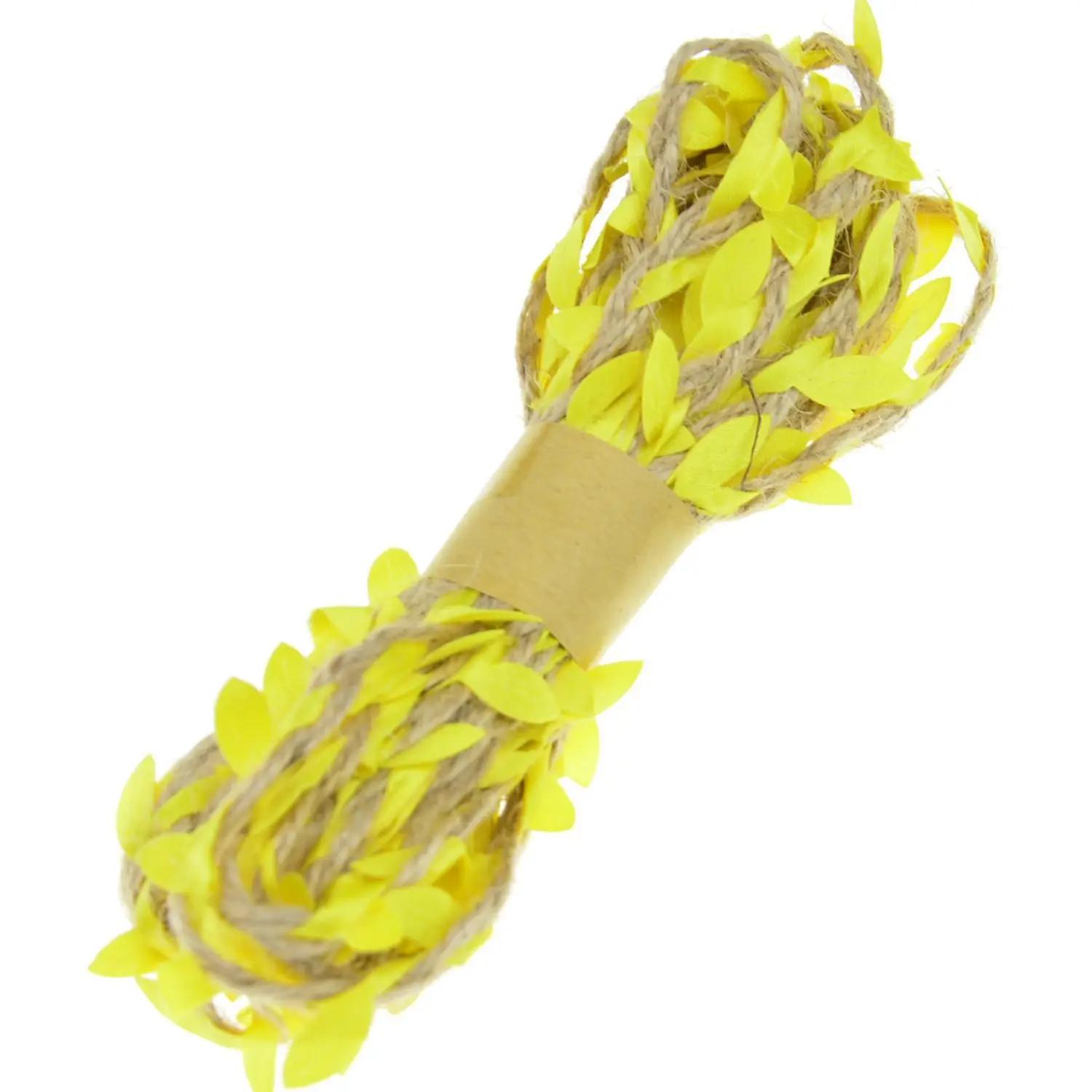 Fio de juta natural com folhas artificiais, Serapilheira, Fita de folha para casa, Casamento, Decoração para festa na selva, 10m - Image 1