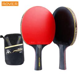 Conjunto de raquete de tênis de mesa profissional Ping Pong, espinhas em borracha, alta qualidade, lâmina Bat Paddle com saco, 6 estrelas, 2pcs - Image 1