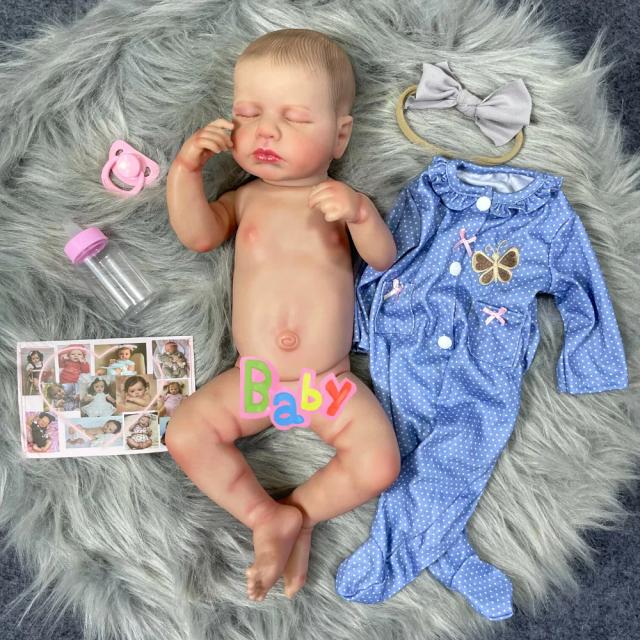 Louloou Boneca Reborn 20 Polegadas Pele Realista Artesanal Vinil Crianças Meninas Presente