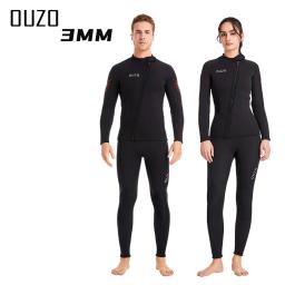 Terno de mergulho neopreno para homens, jaqueta e calça wetsuit, mantenha aquecido, surf e pesca submarina, roupas de surf e kitesurf, traje subaquático 3mm - Image 3