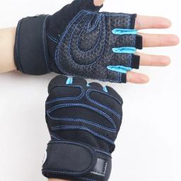 Luvas de ginástica fitness luvas de treinamento de peso pesado das mulheres dos homens construção do corpo meio dedo pulso levantamento de peso esportes luvas antiderrapantes - Image 2