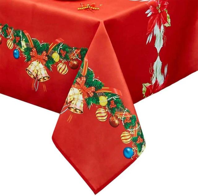 Toalha de Mesa Floral de Natal em Poliéster, Resistente à Água - Decoração Festiva para Sua Casa durante as Férias