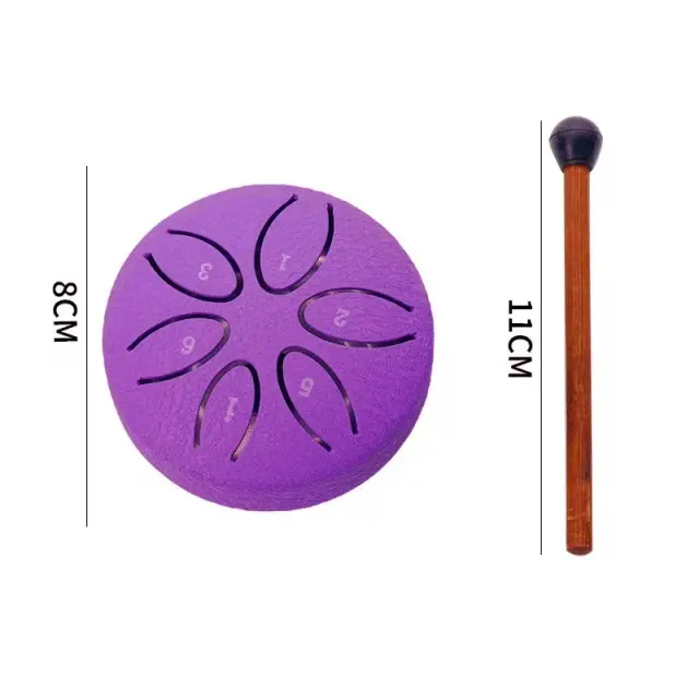 Mini Aço Tambor de Percussão com Vara de Mão e Design Colorido - Pandeiro Educativo em Metal para Crianças