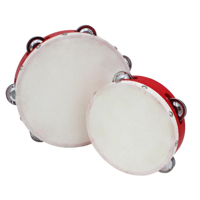 Pandeiro com Metal Único e Sheepskin: Jingles, 8 Pratos, Tamanho 10"
