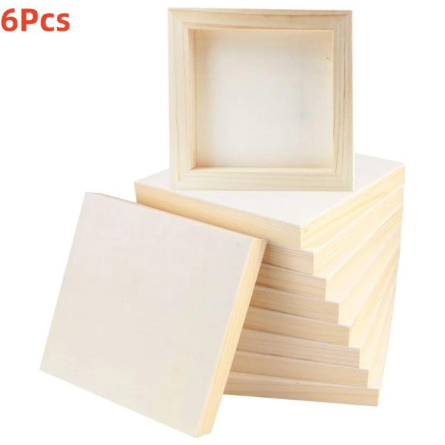 Painéis quadrados de madeira para arte: tela em branco de 6x6 polegadas para pintura e artesanato