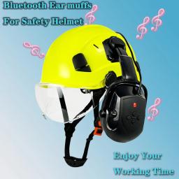 Capacete da segurança dos earmuffs de bluetooth da construção com viseira para o protetor da orelha do coordenador tampão do trabalho da proteção auditiva chapéu duro do abs - Image 2