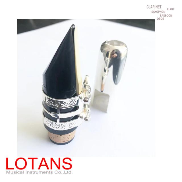 Conjunto de Acessórios para Clarinete com Bocal, Ligadura e Reed Cap Prateados