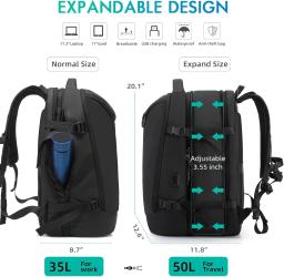 Mochila de compressão a vácuo 2025 para viagens Mochila de viagem 50l com vedação a vácuo, mochilas expansíveis com bomba para aviões - Image 4