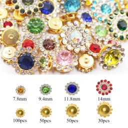 Flor costurar em strass para decoração de roupas, cristais brilhantes aparar, pedras de vidro, miçangas, botão artesanato, costura, 100pcs - Image 2