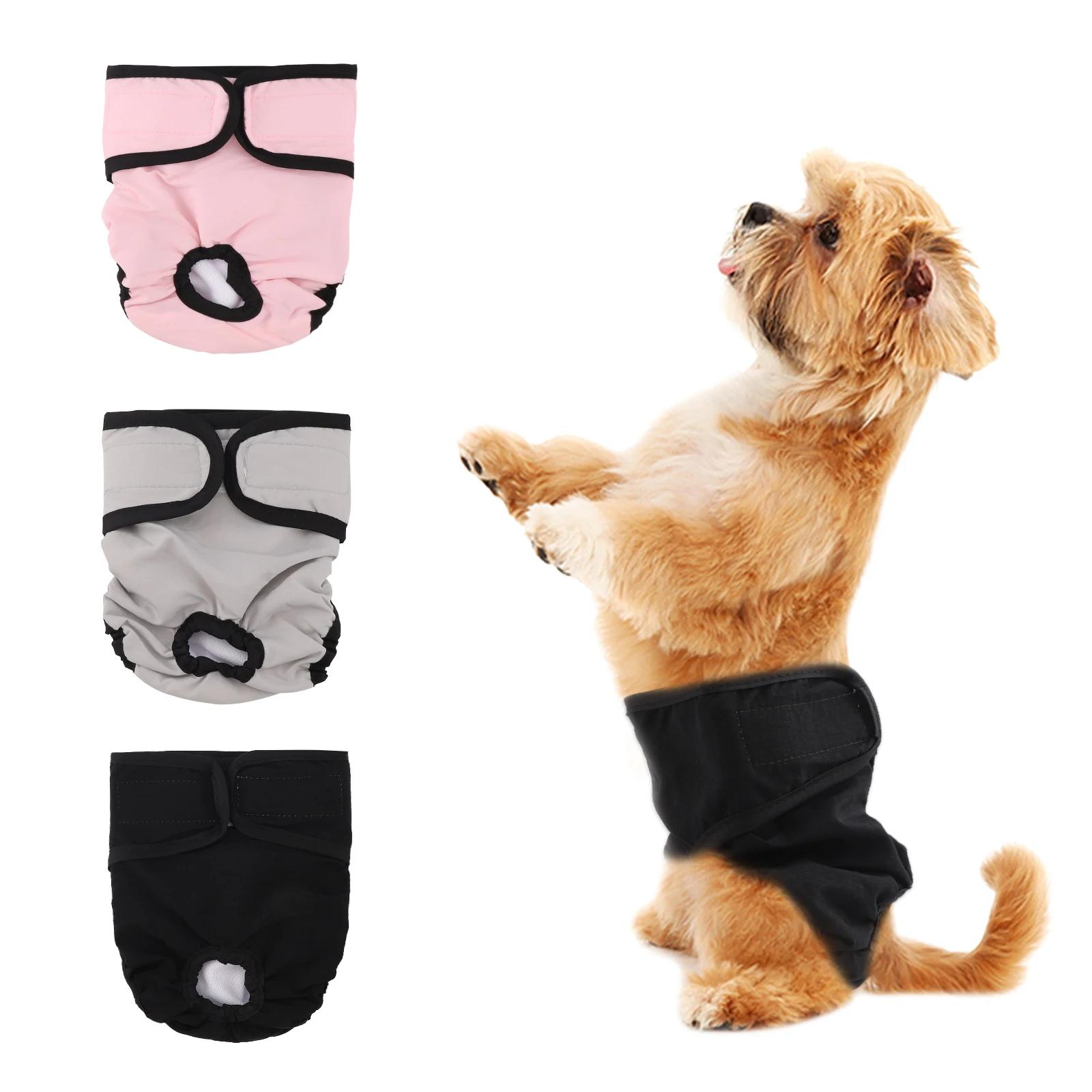 Fraldas para cães reutilizáveis, fraldas laváveis para cães fêmeas, tamanho ajustável, tamanho S, M, tamanho L, 3 pacotes - Image 1