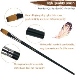 Flat Professional Artist Brush Set, Pincel para Aquarela, Acrílico e Liner Pintura, 9 Pcs - Image 5