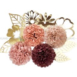 5 pçs papel pompons pompons flor bolas festa de casamento decorativo decoração para casa tecido aniversário natal decoração diy - Image 6
