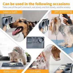 Cachorro lambendo esteira, tigelas de alimentação lenta, ventosas para banho de pet alívio da ansiedade Pet lamber pad suprimentos 3 em 1 - Image 2