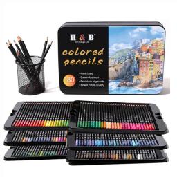 H & B-Lápis De Cor Conjunto, Pintura Profissional Da Arte, Colorir Suprimentos, Presente High End, De Volta Para A Escola Papelaria, 24, 72, 120, 180Pcs - Image 1