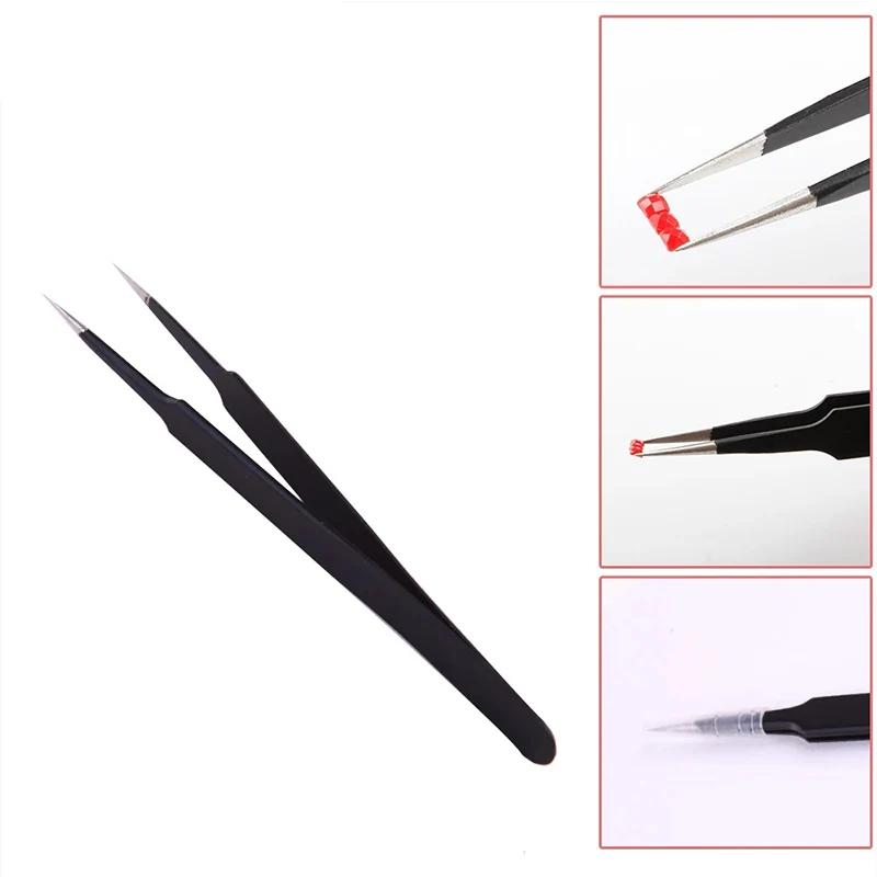 Acessórios de pintura diamante pinças de excelente qualidade em linha reta aço inoxidável industrial anti-estático pinças ferramentas de costura - Image 1