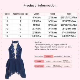 Crianças meninas strass ballet vestido lírico artístico patinação artística ritmo ginástica dança traje pura malha irregular bainha vestido - Image 5