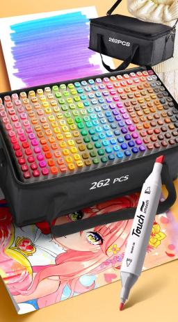 Conjunto de canetas marcadoras de arte oleosa de duas cabeças, 80-262 cores, para desenhar esboçar, marcadores à base de ponta oleosa, grafite, mangá, materiais de arte escolar - Image 2