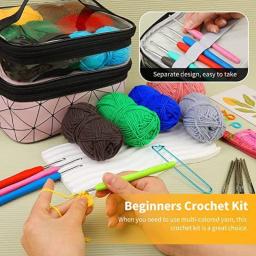 Conjunto completo de crochê com agulha tecida mão e ferramentas de linha, Inclui o saco do armazenamento do fio, TPR Crochet Set, 105 PCs - Image 3