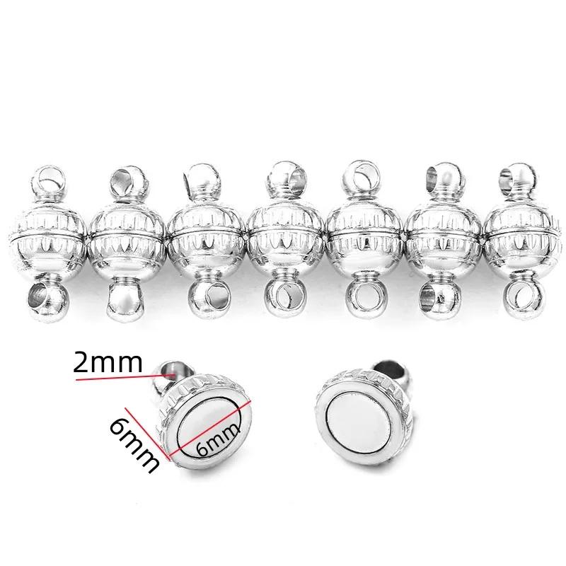 Rodada Forte Fechos Magnéticos, Ródio End, Conectores para Fazer Pulseira De Couro Jóias, Fit Pulseiras e Colar, 5 Conjuntos - Image 1