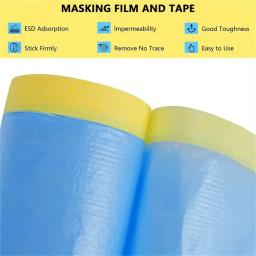 Filme de máscara pré-gravado, folha plástica, fita automotiva de Washi, nenhum resíduo PaintersPlastic Drop Cloth para pintura, 1 Pc - Image 2