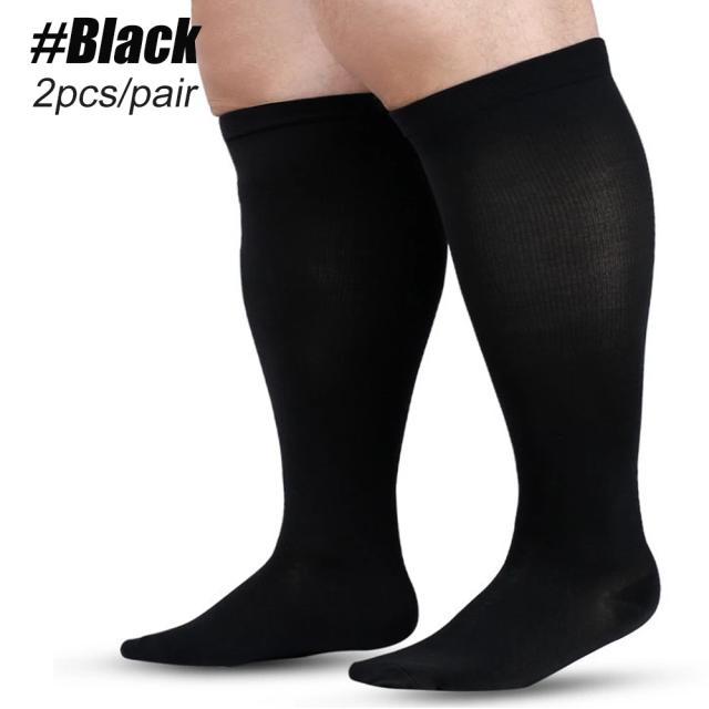 Meias de Compressão Monocromáticas para Homens e Mulheres - Antifadiga e Plus Size (2XL-7XL) - 1 Par para Conforto e Suporte das Pernas
