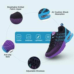 Mulheres Almofada De Ar Running Shoes para Tênis Moda Sneakers Lace Up Leve Respirável Lazer Ginásio Walking Shoes - Image 2