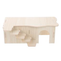 Multifuncional Hideout Wooden House, Brinquedos Multifuncionais Hamster, Casa de esconderijo para pequeno animal de estimação cobaia - Image 4