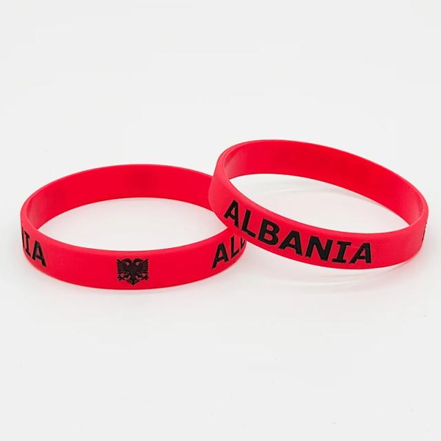Pulseiras de Silicone Esportivas com Bandeira do País para Homens e Mulheres - Conjunto de 2 Peças