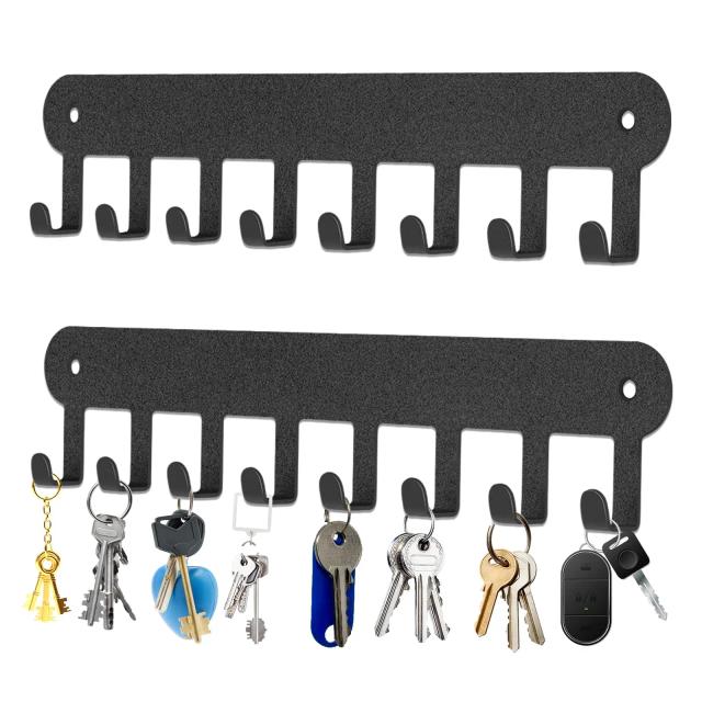 Suporte de Chave Adesivo Wall Mount 2 Peças 8 Ganchos Aço Inoxidável
