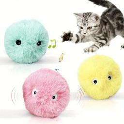 Bolas de pelúcia interativas para jogar tempo e treinamento, brinquedo sonoro para gatos, bolas de chilrear, brinquedos divertidos para animais de estimação, EVA, 3 peças - Image 3