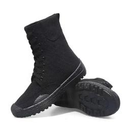 36-46 botas masculinas primavera outono botas de lona masculinas sapatos de renda botas de cano alto cor sólida zapatos tornozelo calçados de motocicleta y3 - Image 5